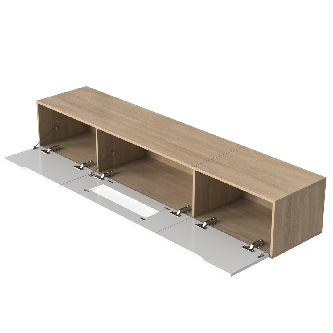 White high gloss suspended TV Stand with LED Light SHELZIDS UK