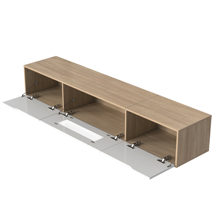 White high gloss suspended TV Stand with LED Light SHELZIDS UK