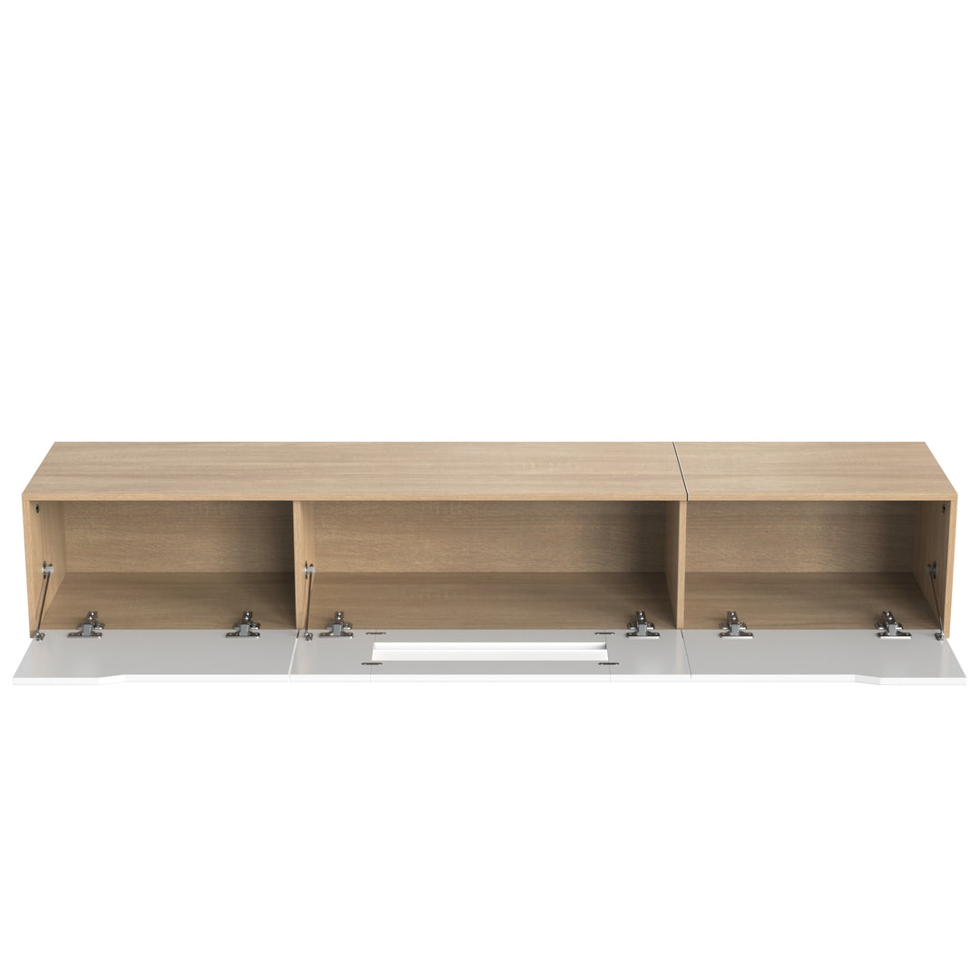 White high gloss suspended TV Stand with LED Light SHELZIDS UK