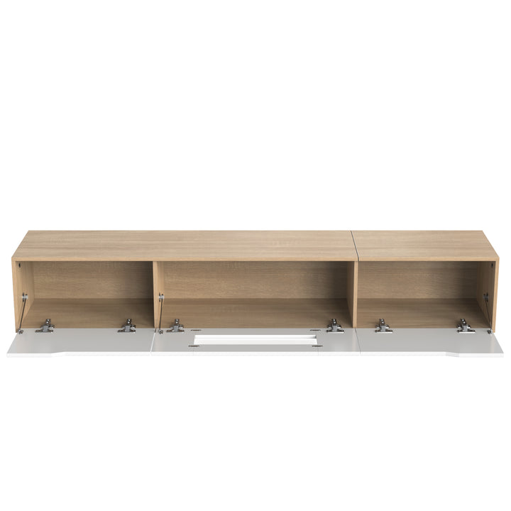 White high gloss suspended TV Stand with LED Light SHELZIDS UK