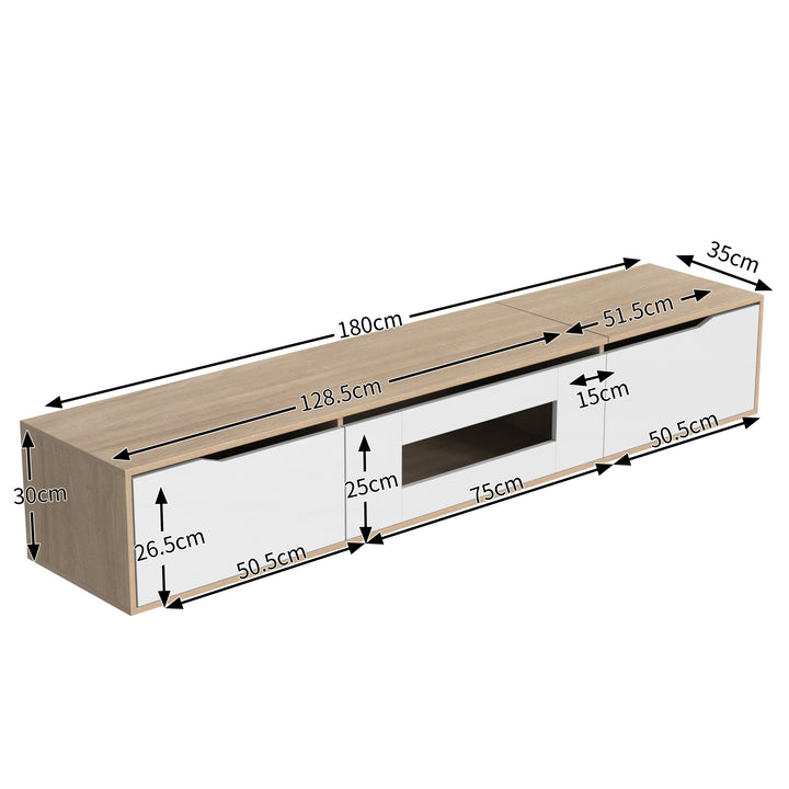 White high gloss suspended TV Stand with LED Light SHELZIDS UK