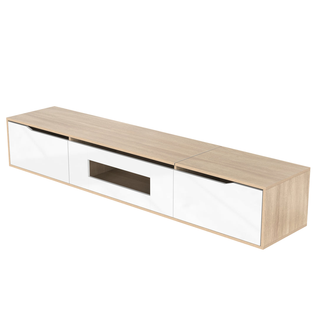 White high gloss suspended TV Stand with LED Light SHELZIDS UK