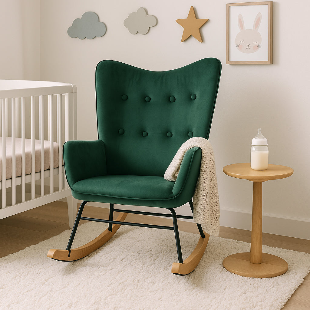 Scandinavian green velvet rocking chair EPPING SMALL VELVET GREEN