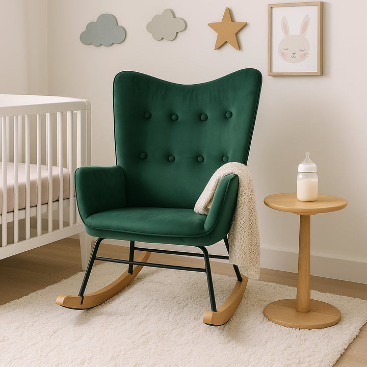 Scandinavian green velvet rocking chair EPPING SMALL VELVET GREEN