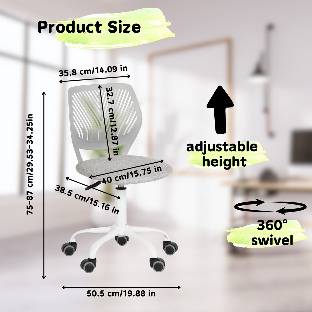 Grey swivel children desk's chair height adjustable office chair CARNATION VERITA GREY