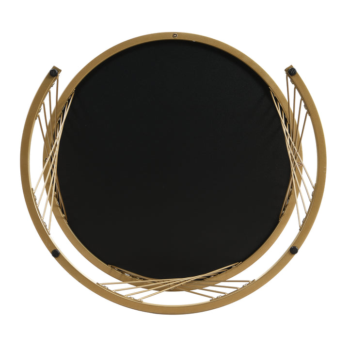 Set of 2 round nesting coffee tables black and white marble pattern with drawer TAULZOIS UK