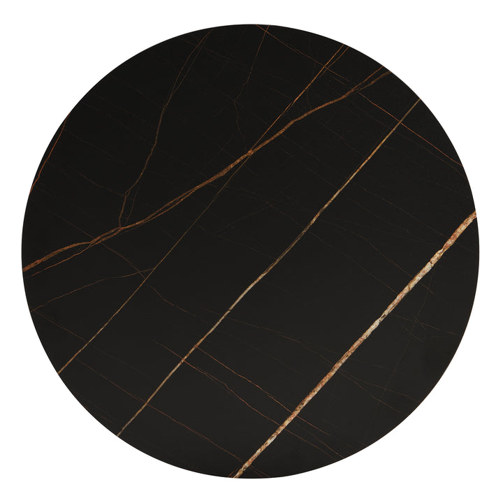 Set of 2 round nesting coffee tables black and white marble pattern with drawer TAULZOIS UK