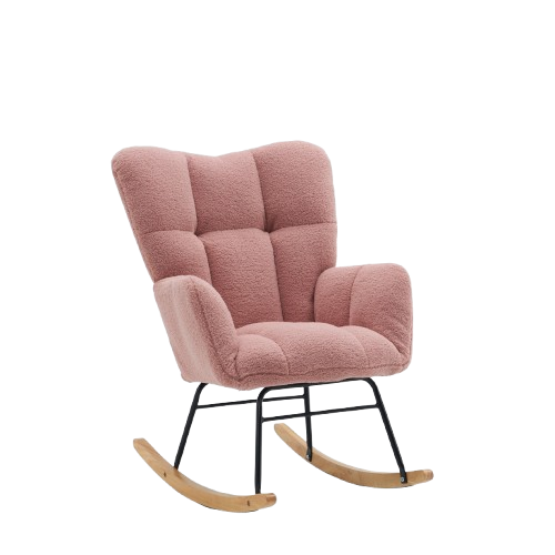Rose teddy fabric upholstered rocking chair THROKUTS TEDDY ROSE UK
