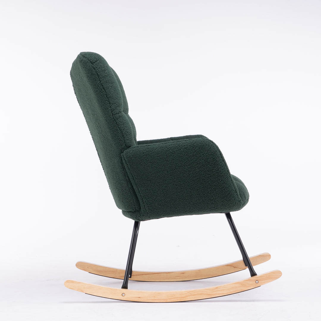 Green teddy fabric upholstered rocking chair THROKUTS TEDDY GREEN UK