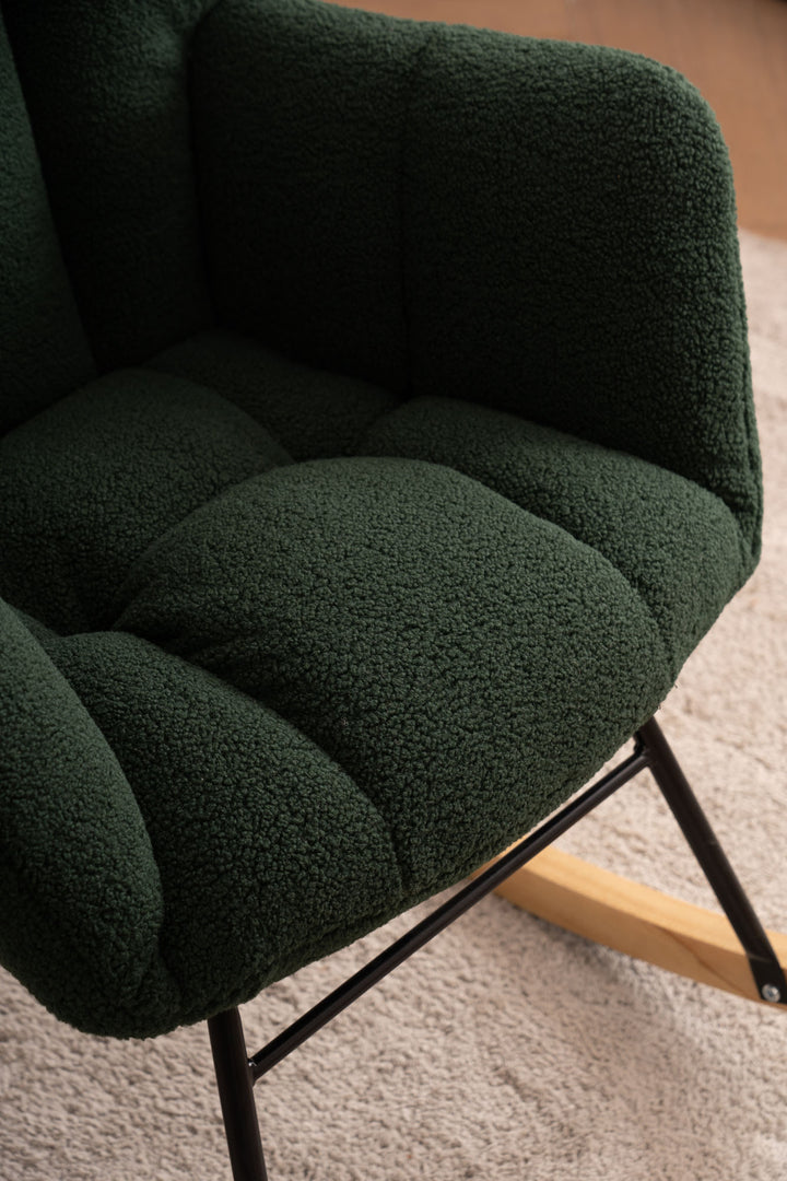 Green teddy fabric upholstered rocking chair THROKUTS TEDDY GREEN UK