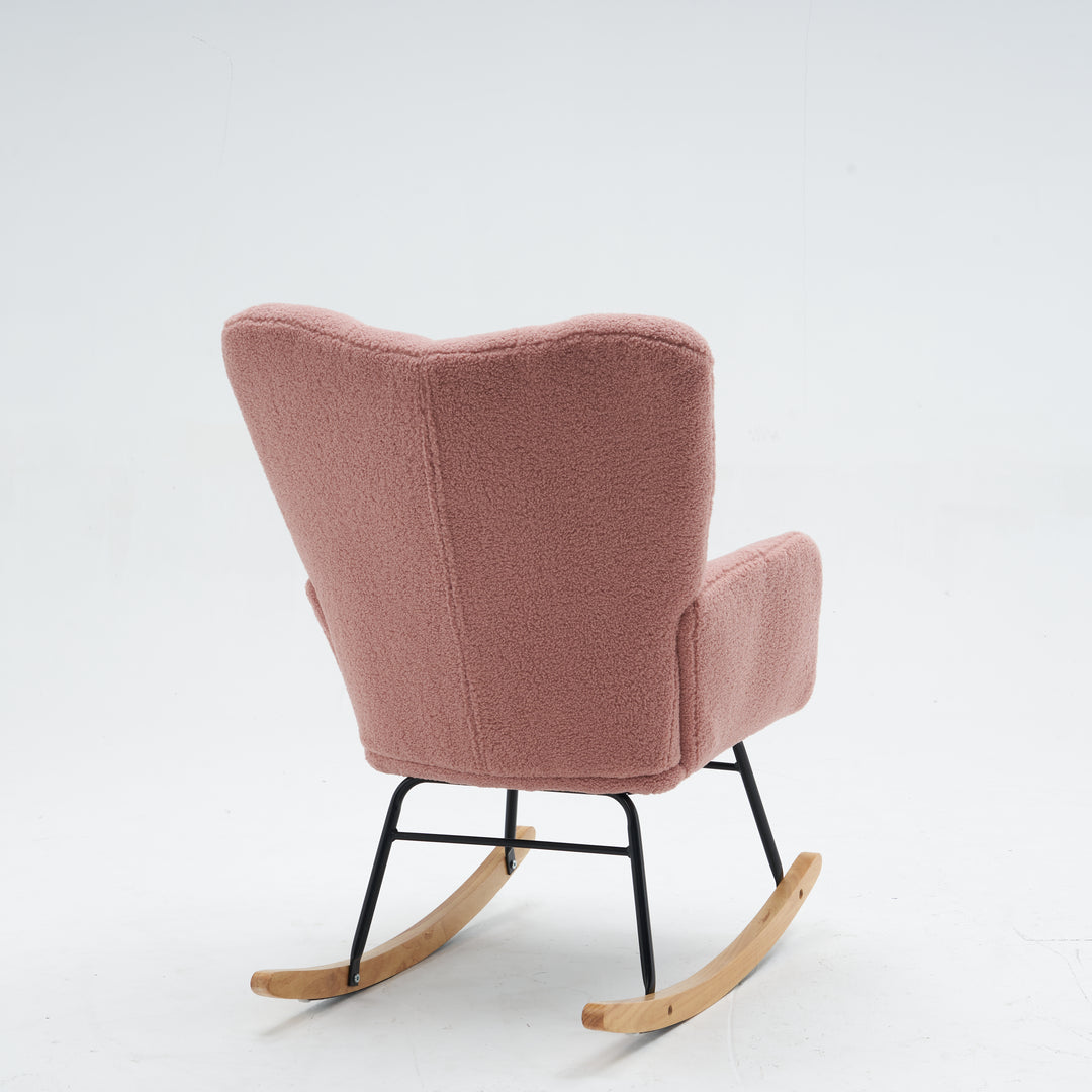 Rose teddy fabric upholstered rocking chair THROKUTS TEDDY ROSE UK