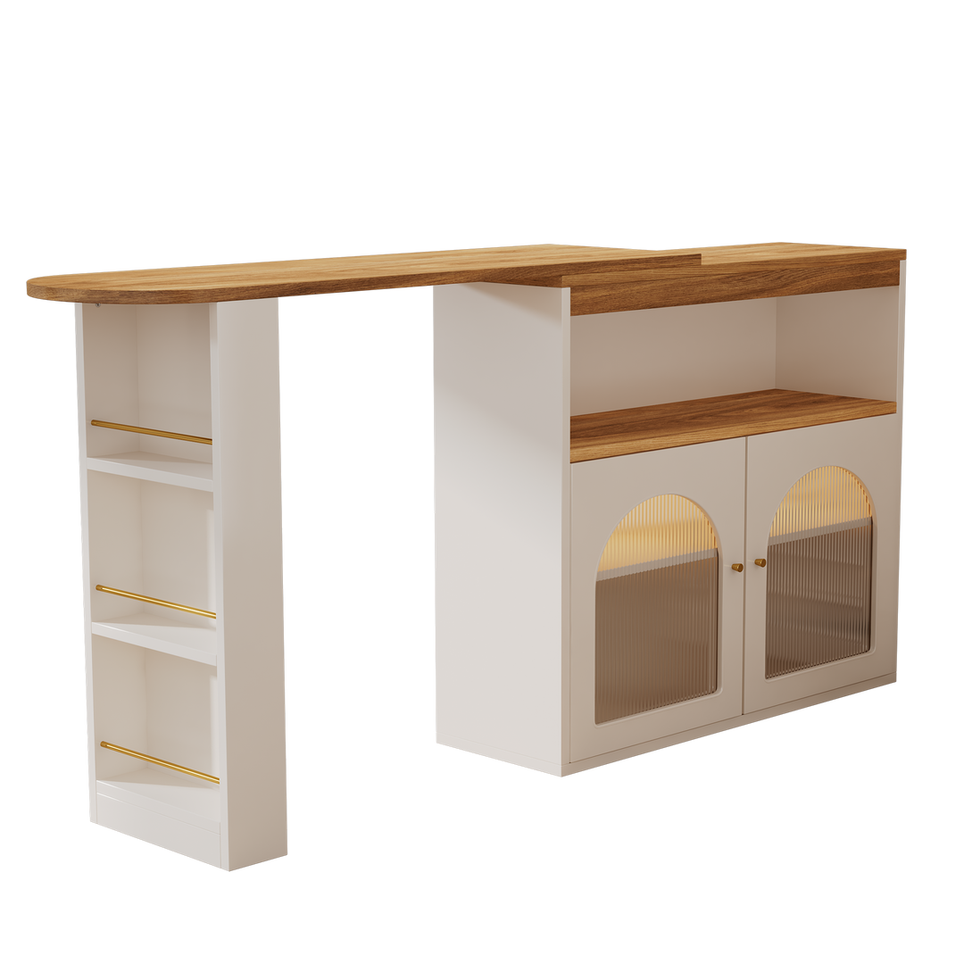Modern wooden white extendable rotatable bar table with storage THRUTELS WHITE UK