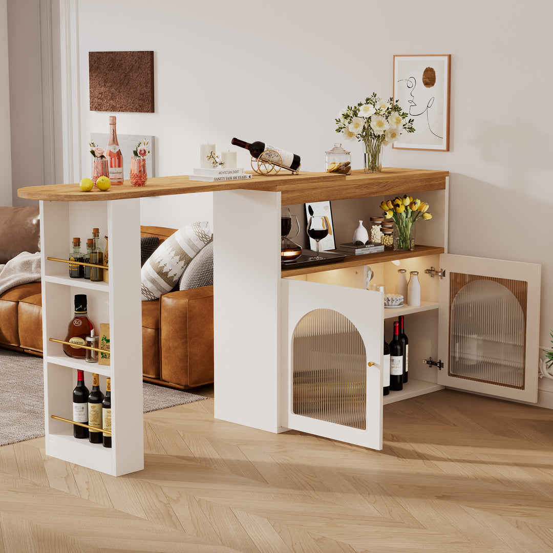 Modern wooden white extendable rotatable bar table with storage THRUTELS WHITE UK