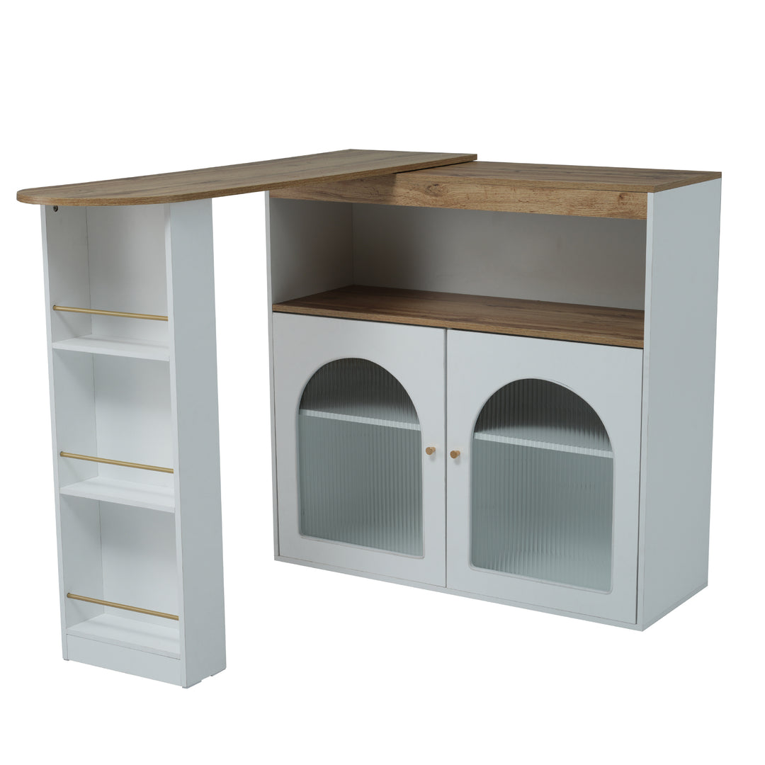 Modern wooden white extendable rotatable bar table with storage THRUTELS WHITE UK