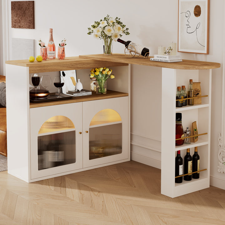 Modern wooden white extendable rotatable bar table with storage THRUTELS WHITE UK