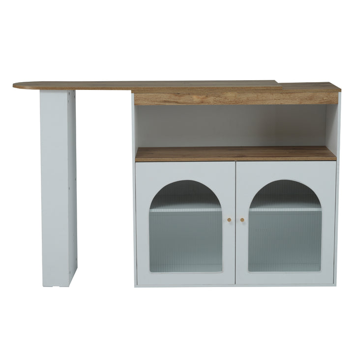 Modern wooden white extendable rotatable bar table with storage THRUTELS WHITE UK