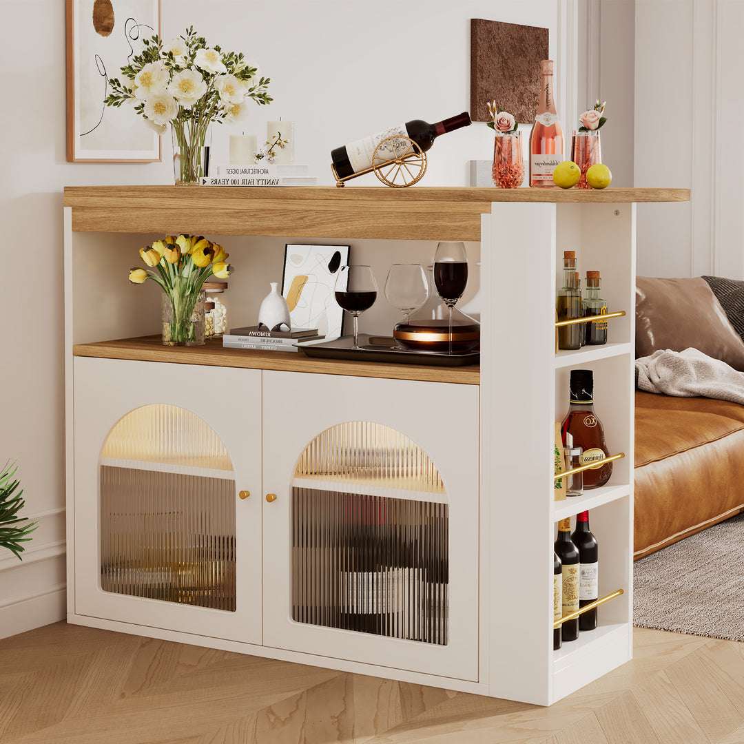 Modern wooden white extendable rotatable bar table with storage THRUTELS WHITE UK