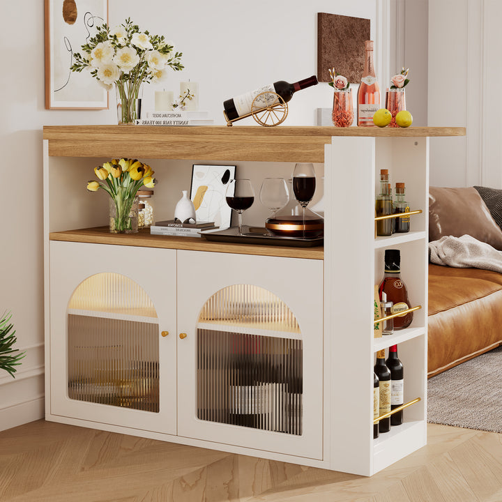 Modern wooden white extendable rotatable bar table with storage THRUTELS WHITE UK