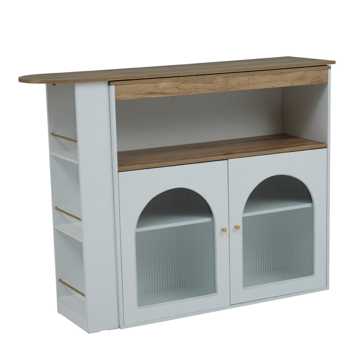 Modern wooden white extendable rotatable bar table with storage THRUTELS WHITE UK