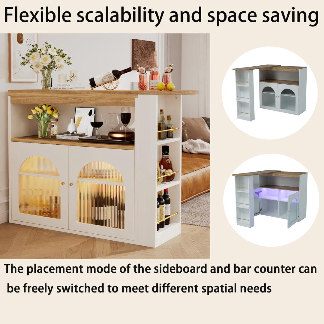 Modern wooden white extendable rotatable bar table with storage THRUTELS WHITE UK
