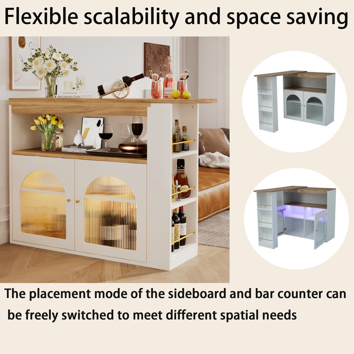 Modern wooden white extendable rotatable bar table with storage THRUTELS WHITE UK