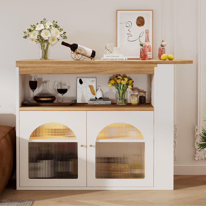 Modern wooden white extendable rotatable bar table with storage THRUTELS WHITE UK