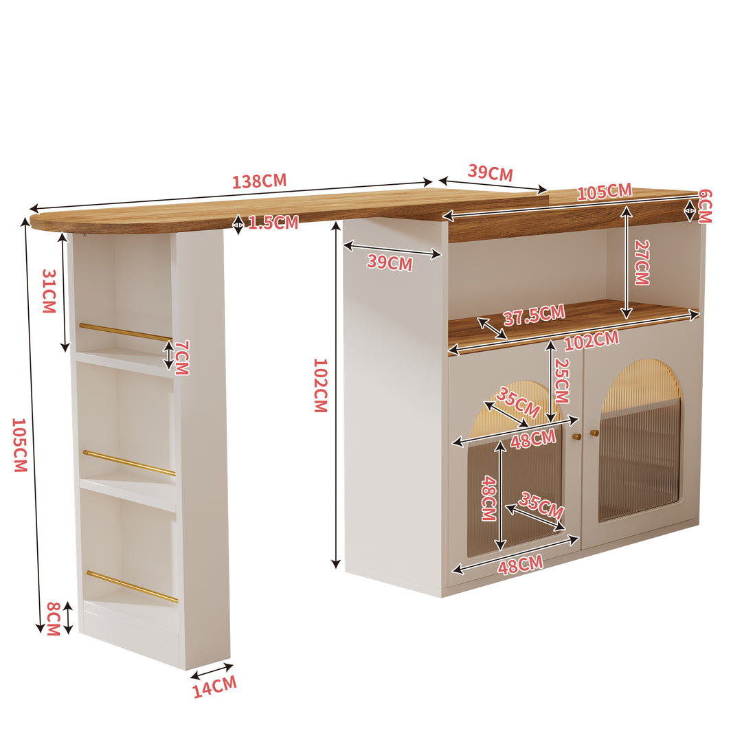 Modern wooden white extendable rotatable bar table with storage THRUTELS WHITE UK