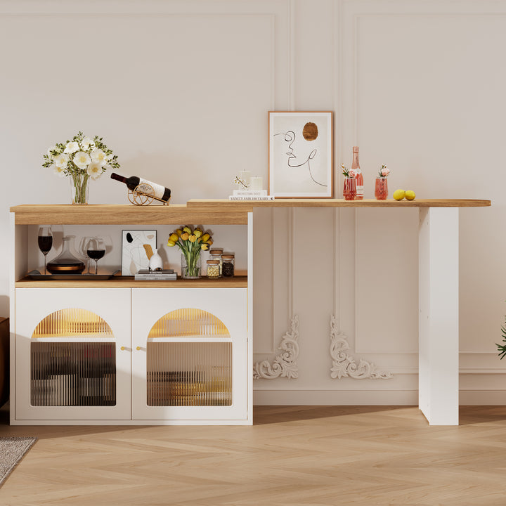 Modern wooden white extendable rotatable bar table with storage THRUTELS WHITE UK