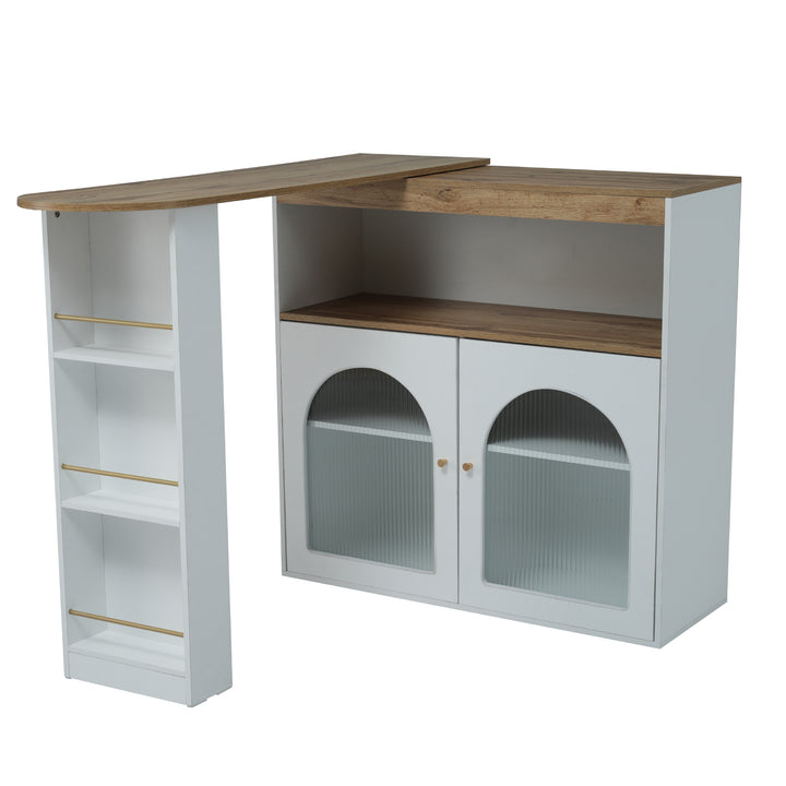 Modern wooden white extendable rotatable bar table with storage THRUTELS WHITE UK