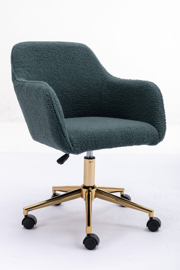 Grey teddy blue velvet office chair with armrests swivel wheel gold base TORQIL BLUE UK