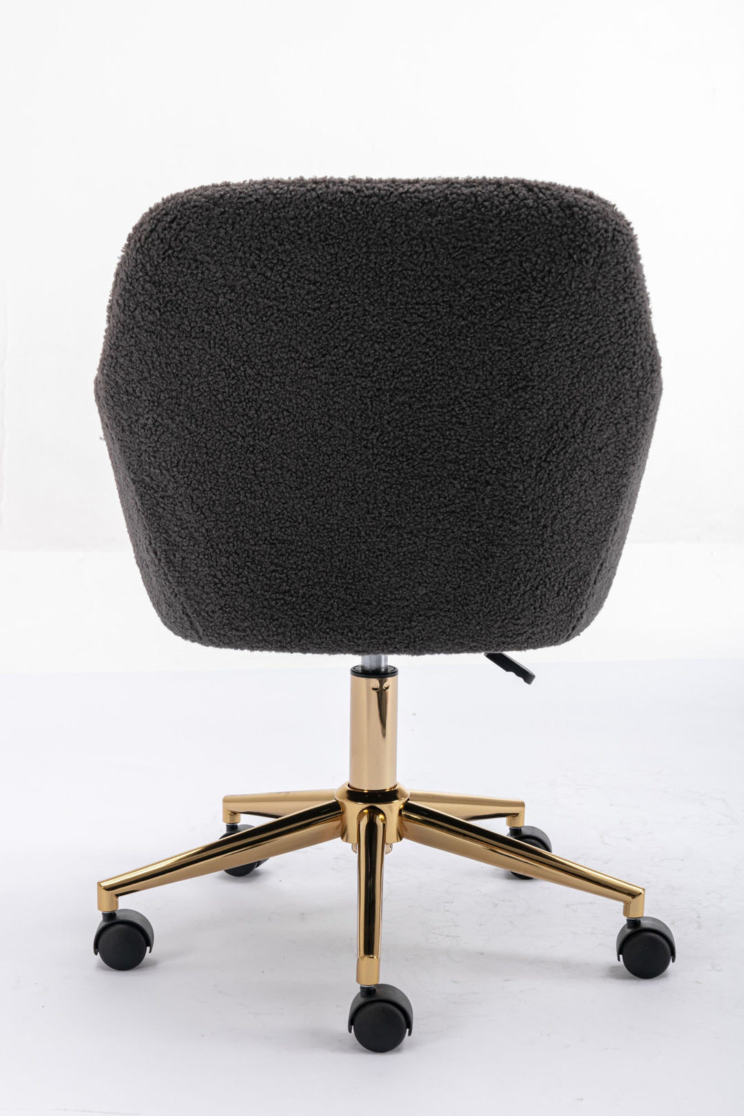 Grey teddy velvet office chair with armrests swivel wheel gold base TORQIL GREY UK