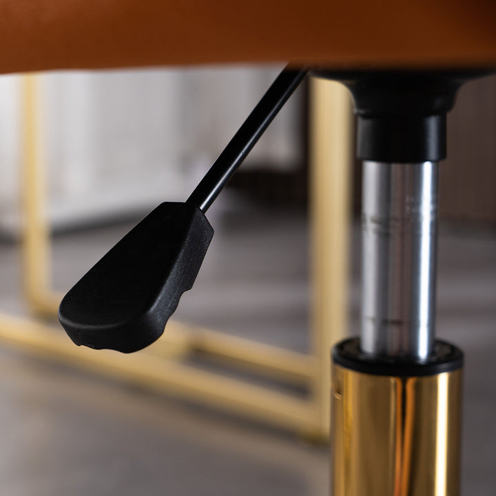 Orange teddy velvet office chair with armrests swivel wheel gold base TORQIL ORANGE UK