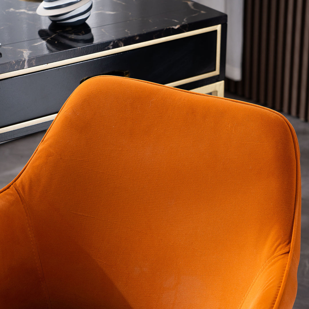 Orange teddy velvet office chair with armrests swivel wheel gold base TORQIL ORANGE UK