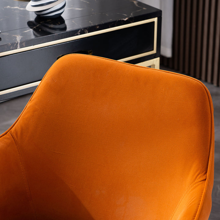 Orange teddy velvet office chair with armrests swivel wheel gold base TORQIL ORANGE UK