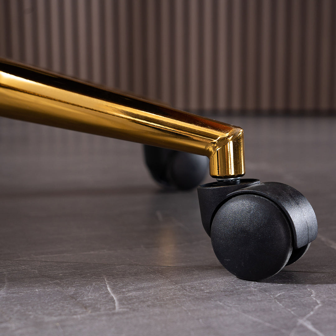 Orange teddy velvet office chair with armrests swivel wheel gold base TORQIL ORANGE UK