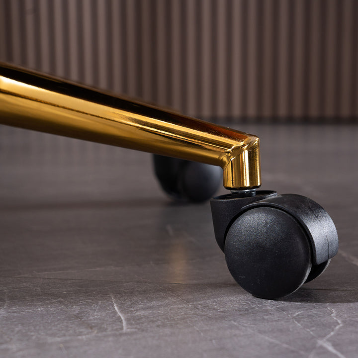 Orange teddy velvet office chair with armrests swivel wheel gold base TORQIL ORANGE UK