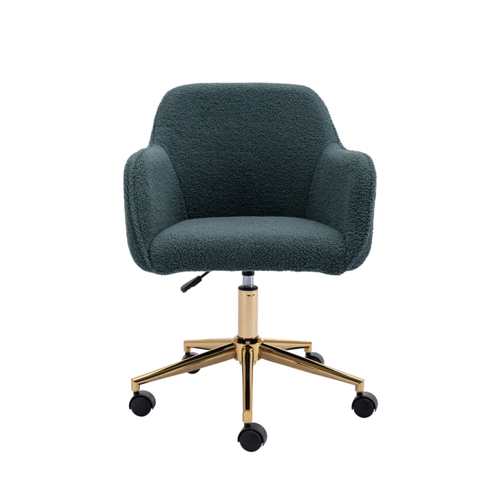 Grey teddy blue velvet office chair with armrests swivel wheel gold base TORQIL BLUE UK