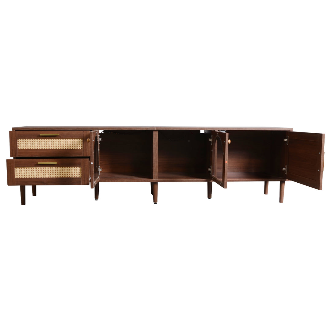 Vintage style walnut brown wooden TV cabinet with LED 180cm TRURKAN UK
