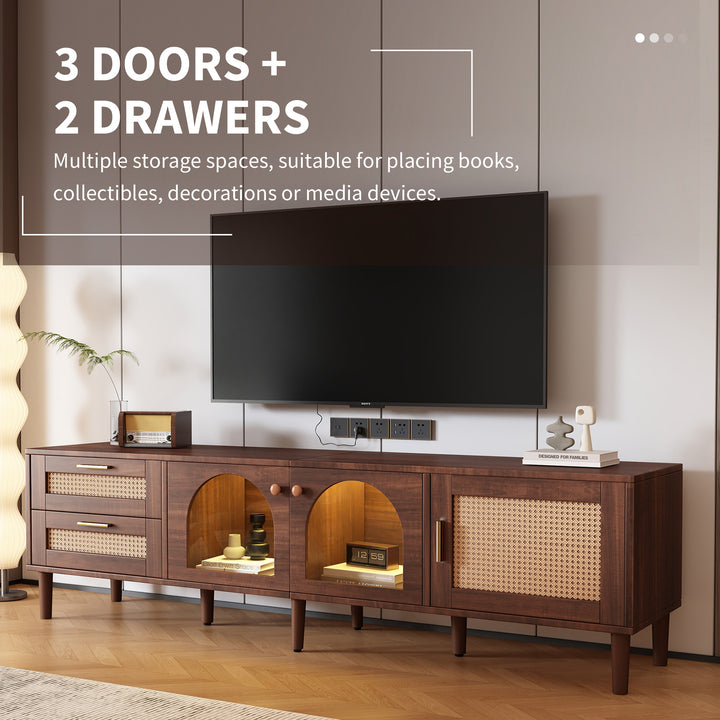 Vintage style walnut brown wooden TV cabinet with LED 180cm TRURKAN UK