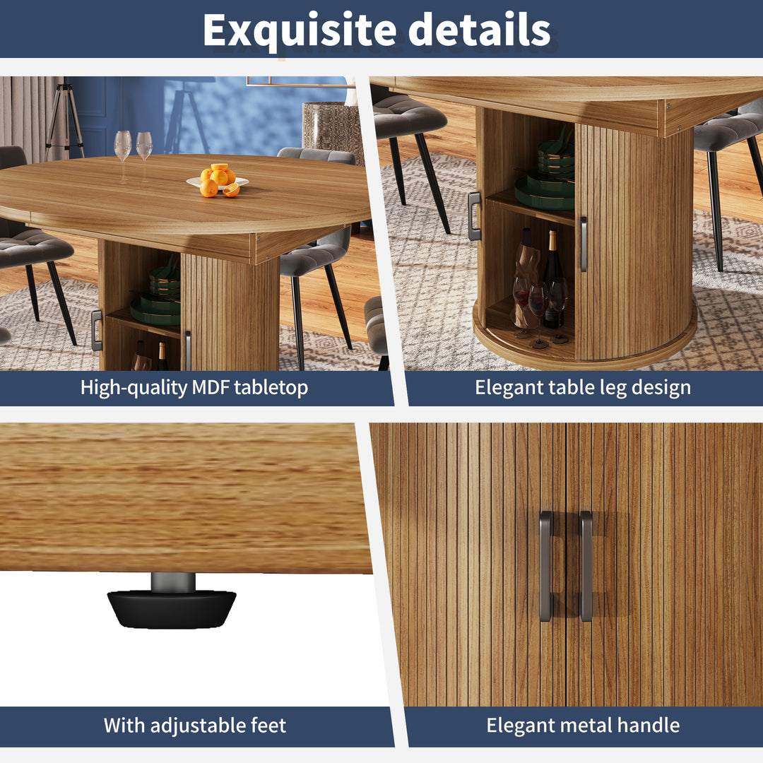 Extendable oval dining table 118-158cm with storage base FERNFROTH