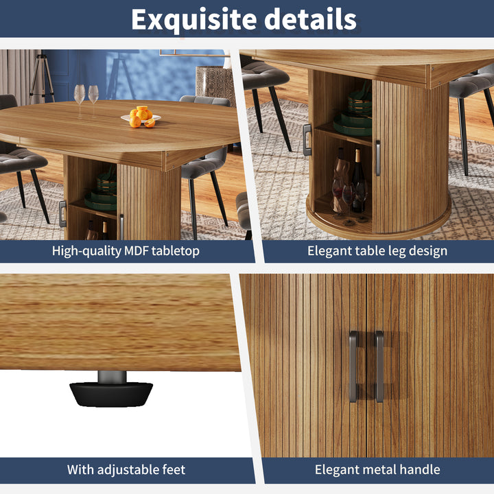 Extendable oval dining table 118-158cm with storage base FERNFROTH