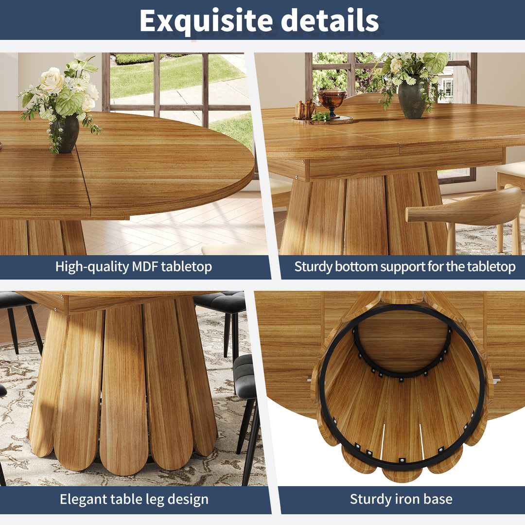 Extendable oval dining table wood-grain (118-158 cm) SISALTWIST