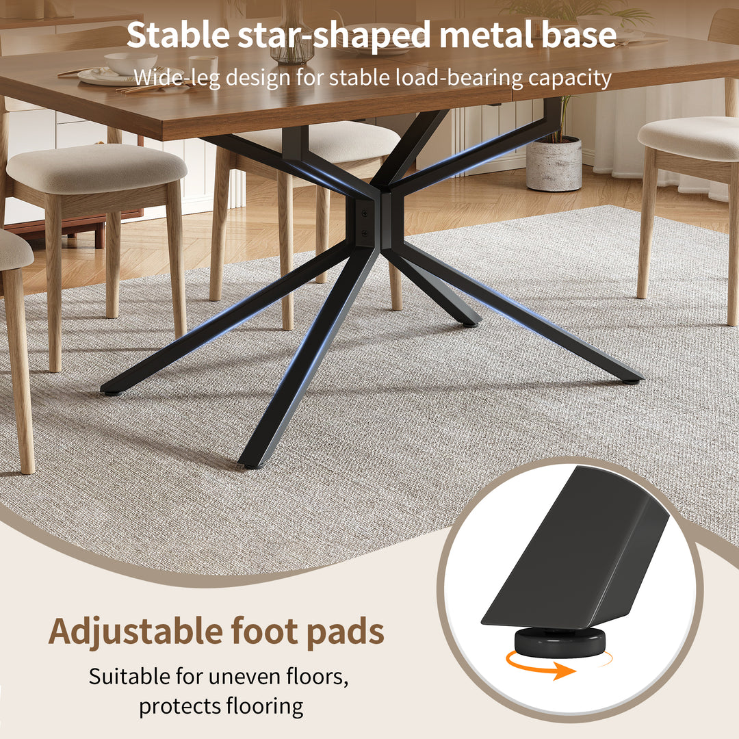 Brown Extendable Dining Table with Metal Star Base 4–6 Seats 120–160x90cm ARROWCHAIR