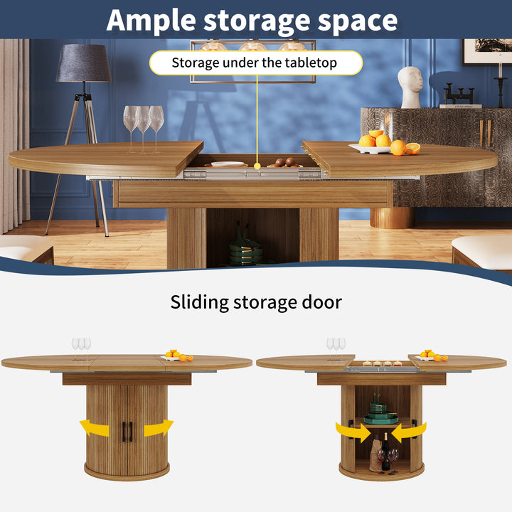 Extendable oval dining table 118-158cm with storage base FERNFROTH
