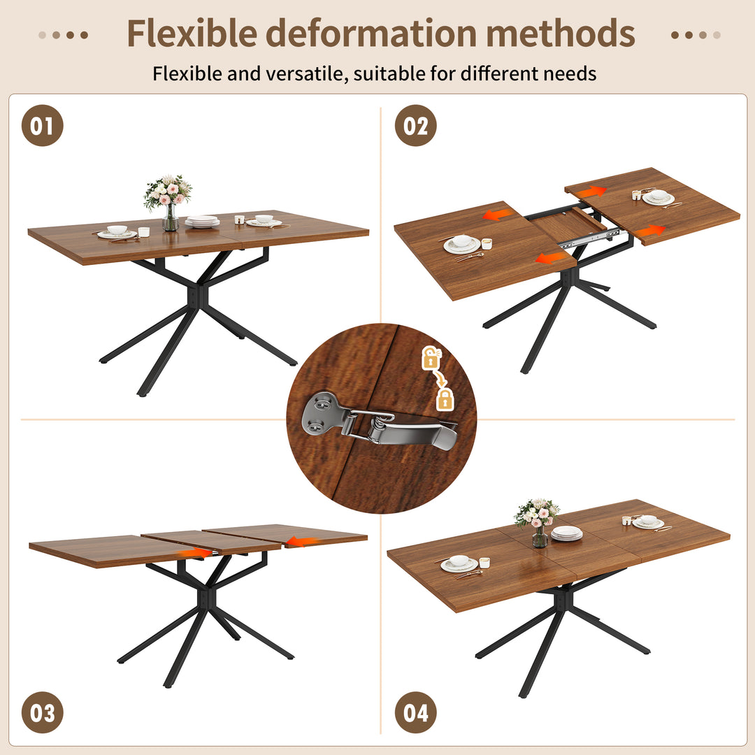 Brown Extendable Dining Table with Metal Star Base 4–6 Seats 120–160x90cm ARROWCHAIR