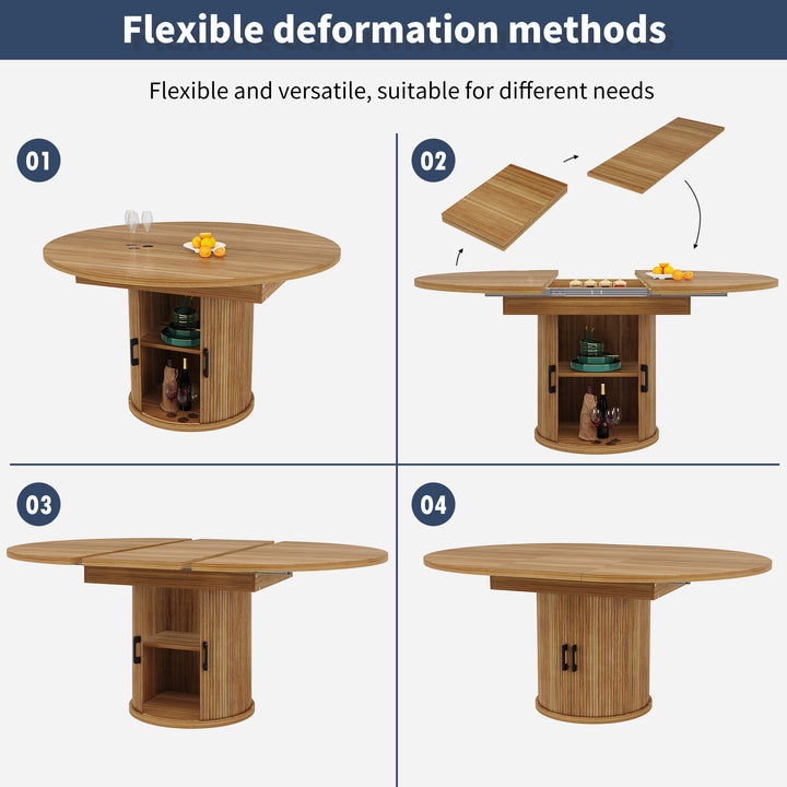 Extendable oval dining table 118-158cm with storage base FERNFROTH