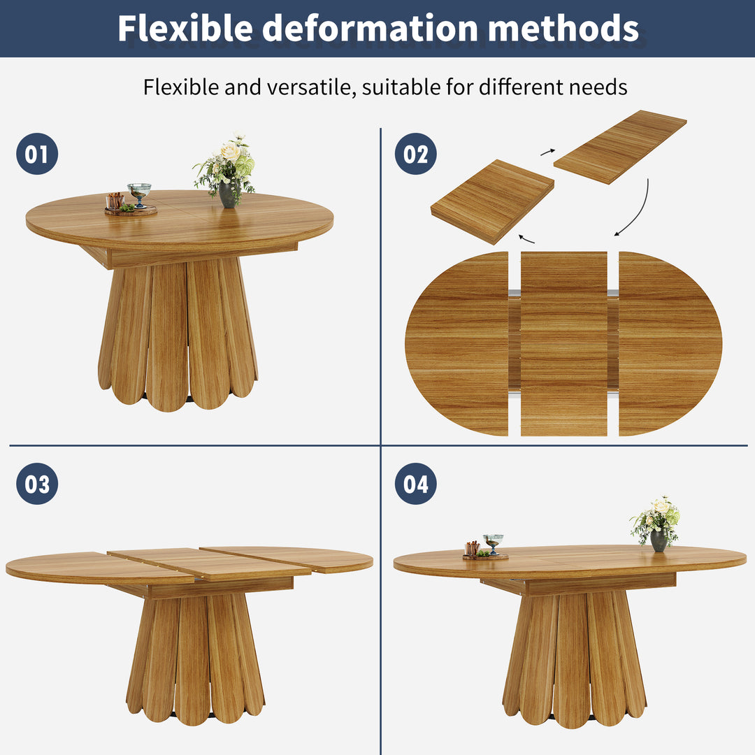 Extendable oval dining table wood-grain (118-158 cm) SISALTWIST