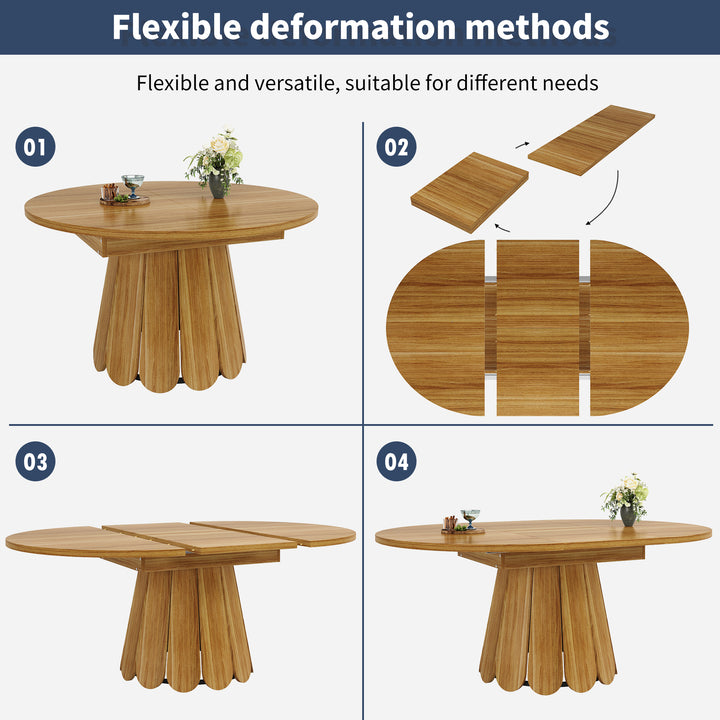 Extendable oval dining table wood-grain (118-158 cm) SISALTWIST