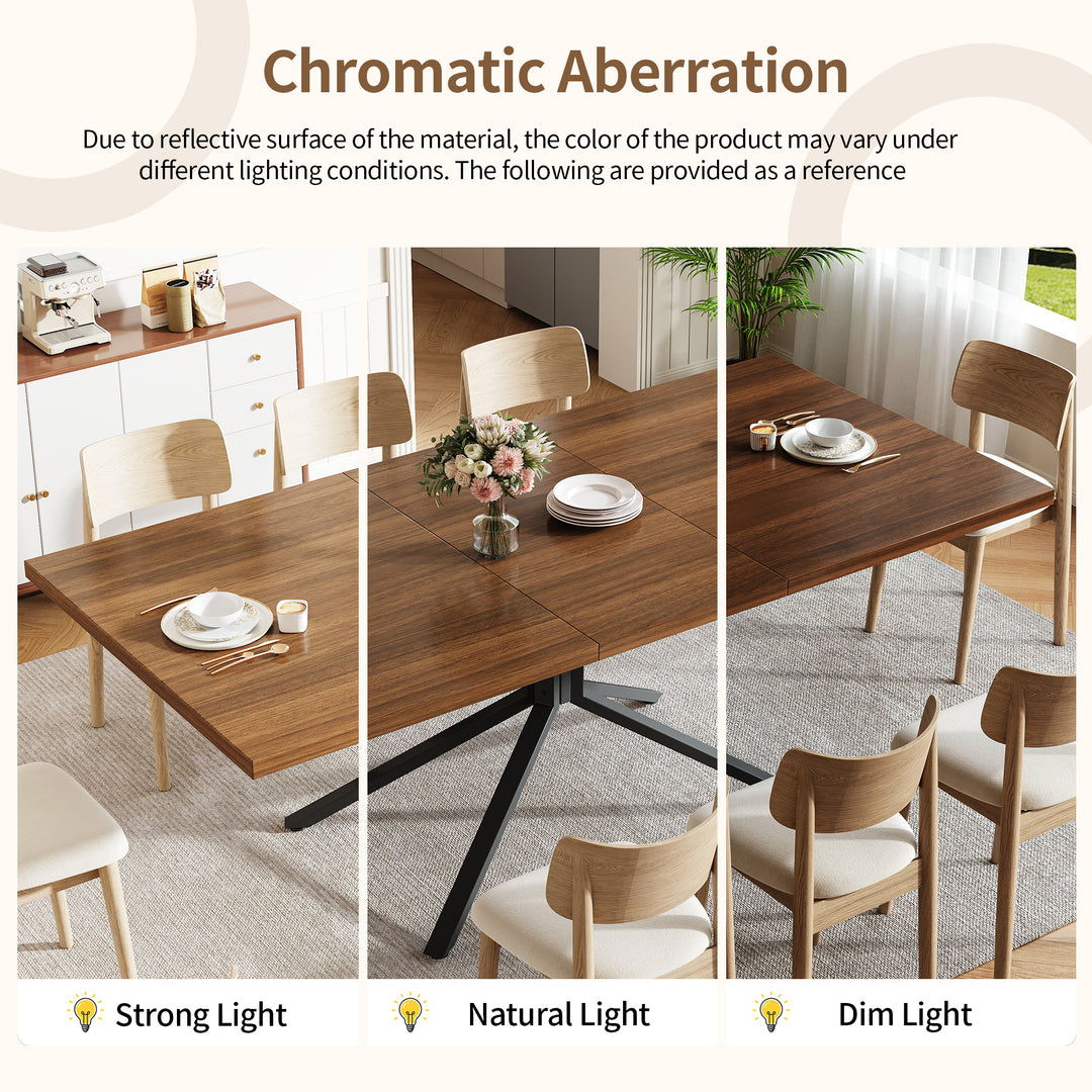 Brown Extendable Dining Table with Metal Star Base 4–6 Seats 120–160x90cm ARROWCHAIR