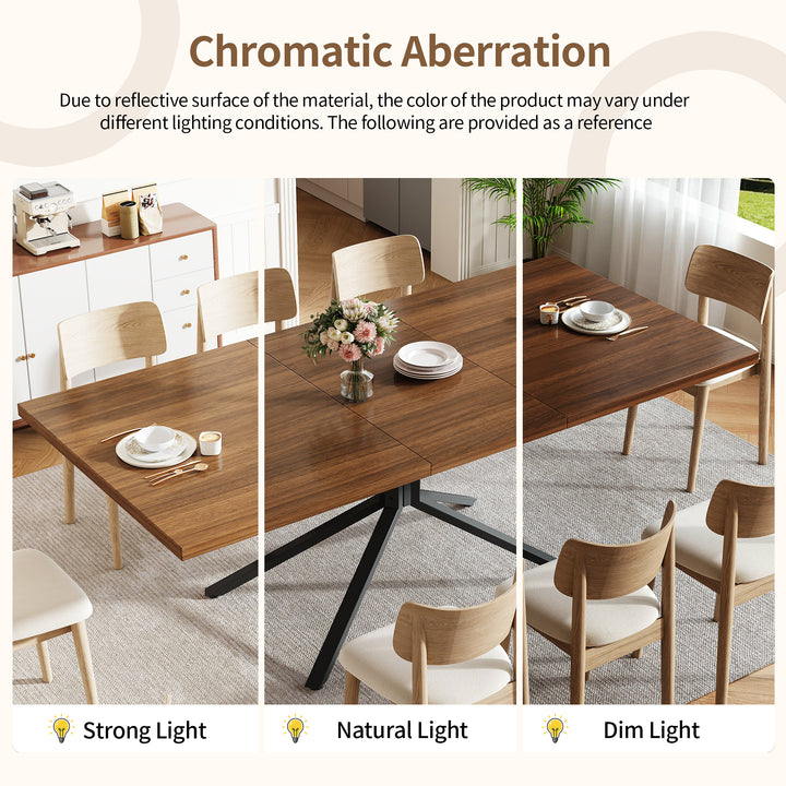 Brown Extendable Dining Table with Metal Star Base 4–6 Seats 120–160x90cm ARROWCHAIR
